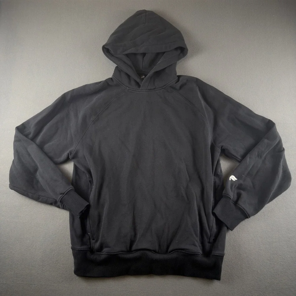 Fabletics Mens Training Hoodie Black Raglan Sleeve Sweatshirt Large Zip Pocket